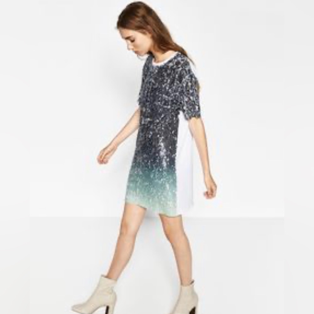 Zara Sequin Dress Sz M